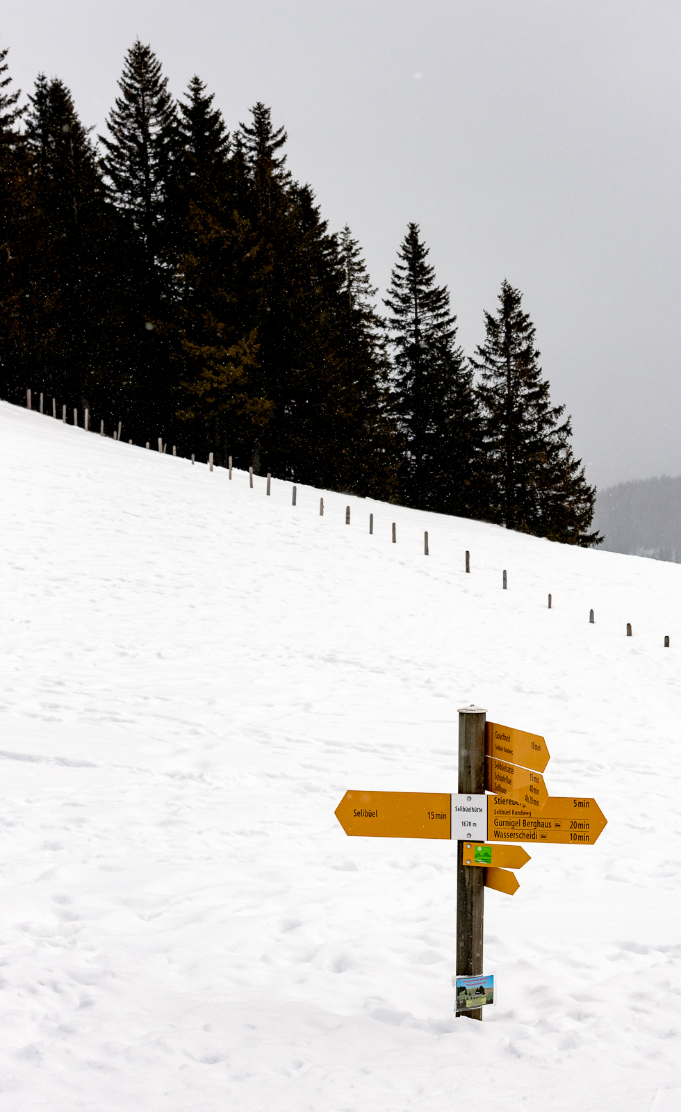 Wegweiser im Schnee